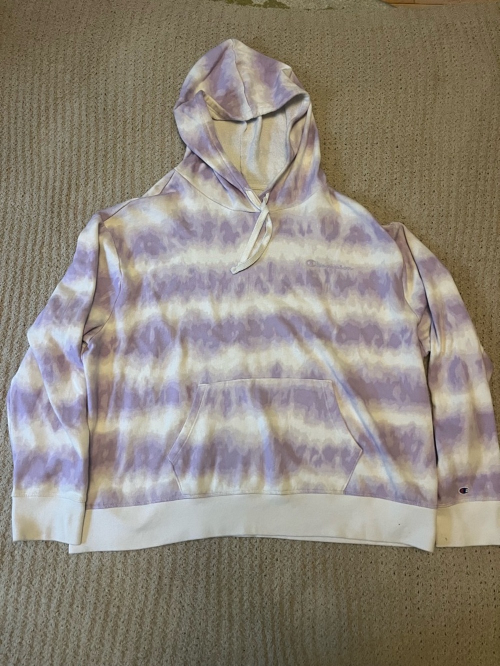 Champion Lavender & White Tie-Dye Hoodie Sweater - Women